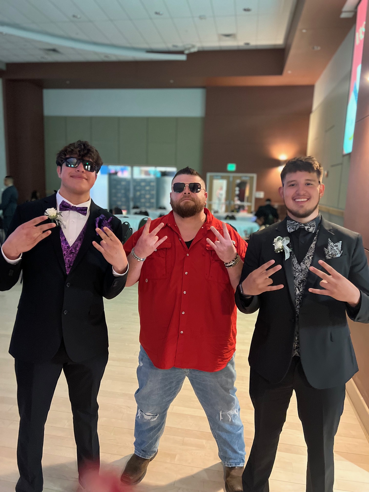 Big Steve with students at a school dance
