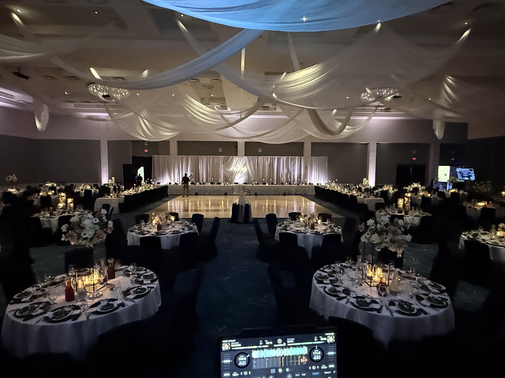 An elegant reception space ready for the celebration